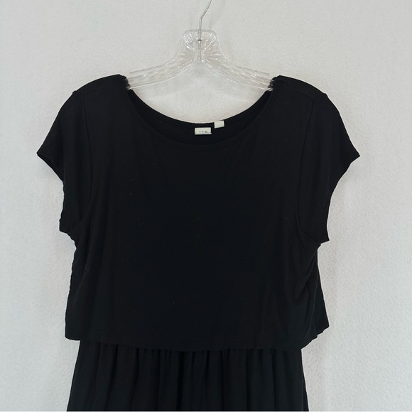Gap Short Sleeve Layered Mini Dress XS Black - Picture 2 of 8